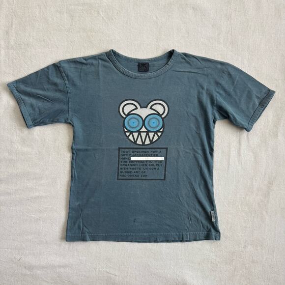 Vintage 90s Radiohead WASTE T Shirt Blue M USA Thom Yorke Kid A Test Specimen - Picture 1 of 10